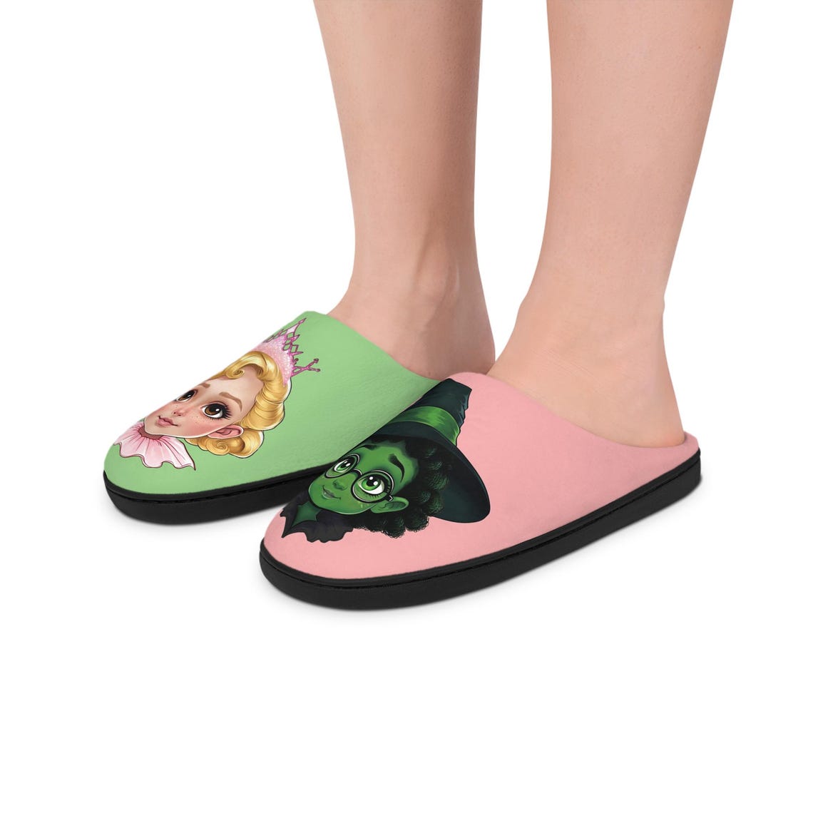 Slippers Wicked Elphaba Glinda Theme Wizard Of Oz Inspired Cozy House slippers-wicked-elphaba-glinda-theme-wizard-of-oz-inspired-cozy-house