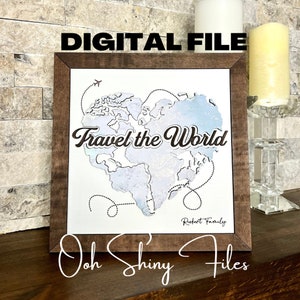 Travel the World Sign mit Logbuch auf der Rückseite - SVG, Digital, Laser