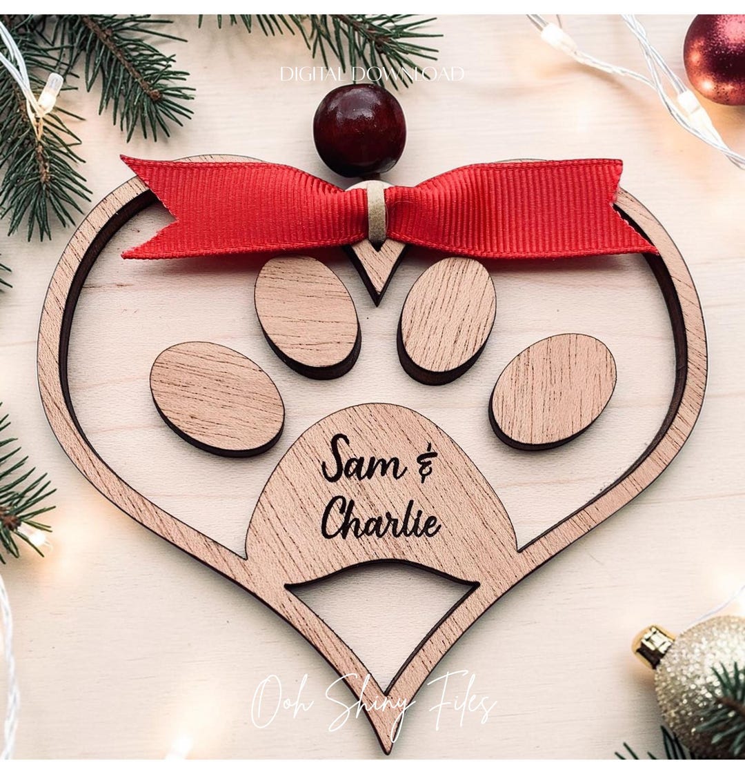 Paw Print Pet Ornament DIGITAL FILE - Svg, Laser Cutter, Dog, Cat ...