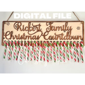 2 Layer Candy Cane Countdown - Laser, SVG, Digital, Advent