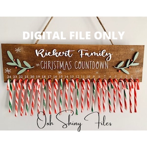 ORIGINAL! Two Christmas Countdown Laser SVG Files - Candycane and Clothespin, DIGITAL Item only