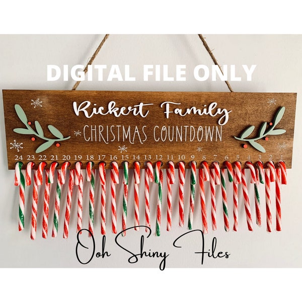 ORIGINAL! Zwei Christmas Countdown Laser SVG Dateien - Candycane and Clothespin, DIGITAL Item only