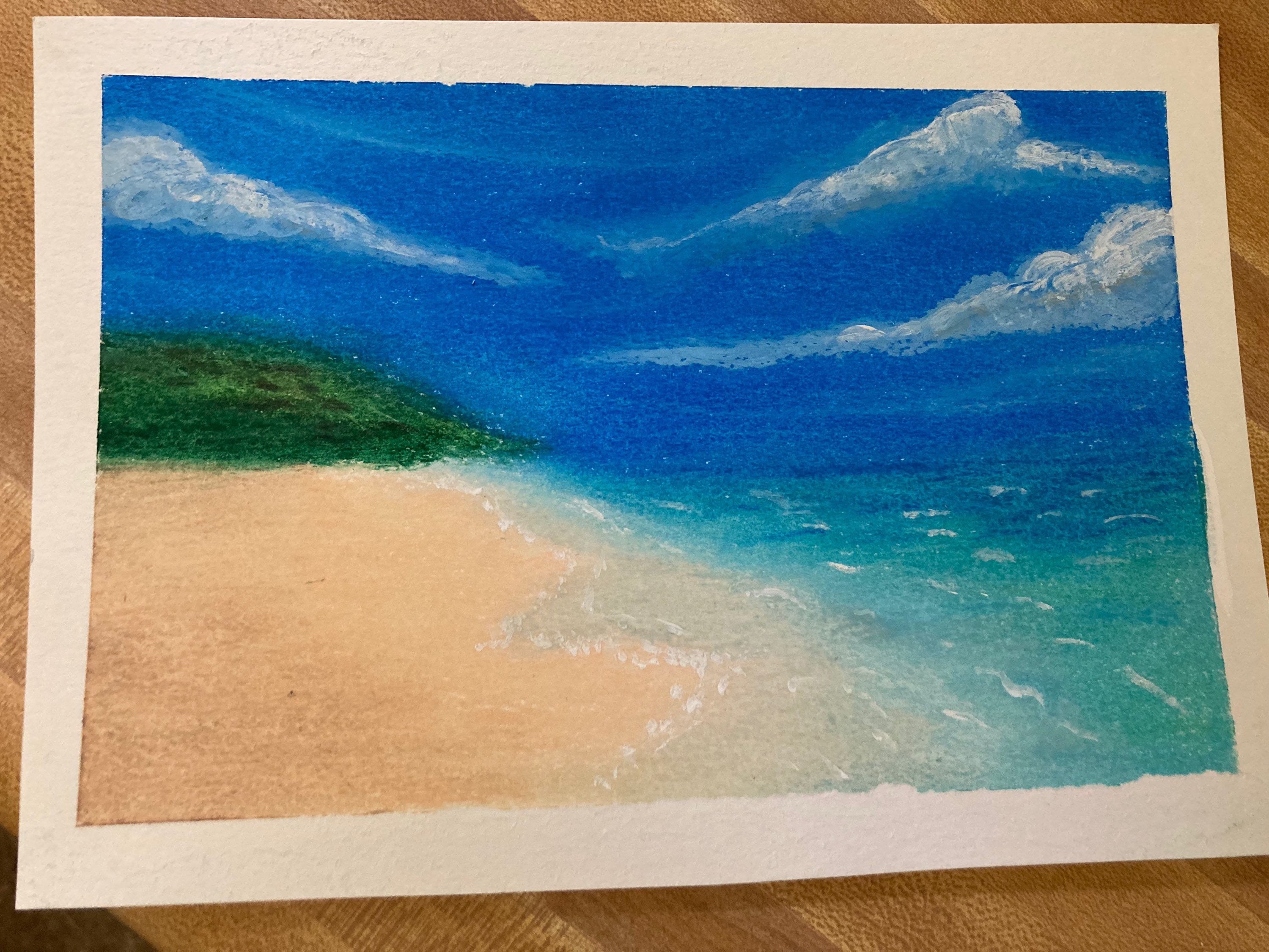 Tropical Beach Oil Pastel Painting Etsy