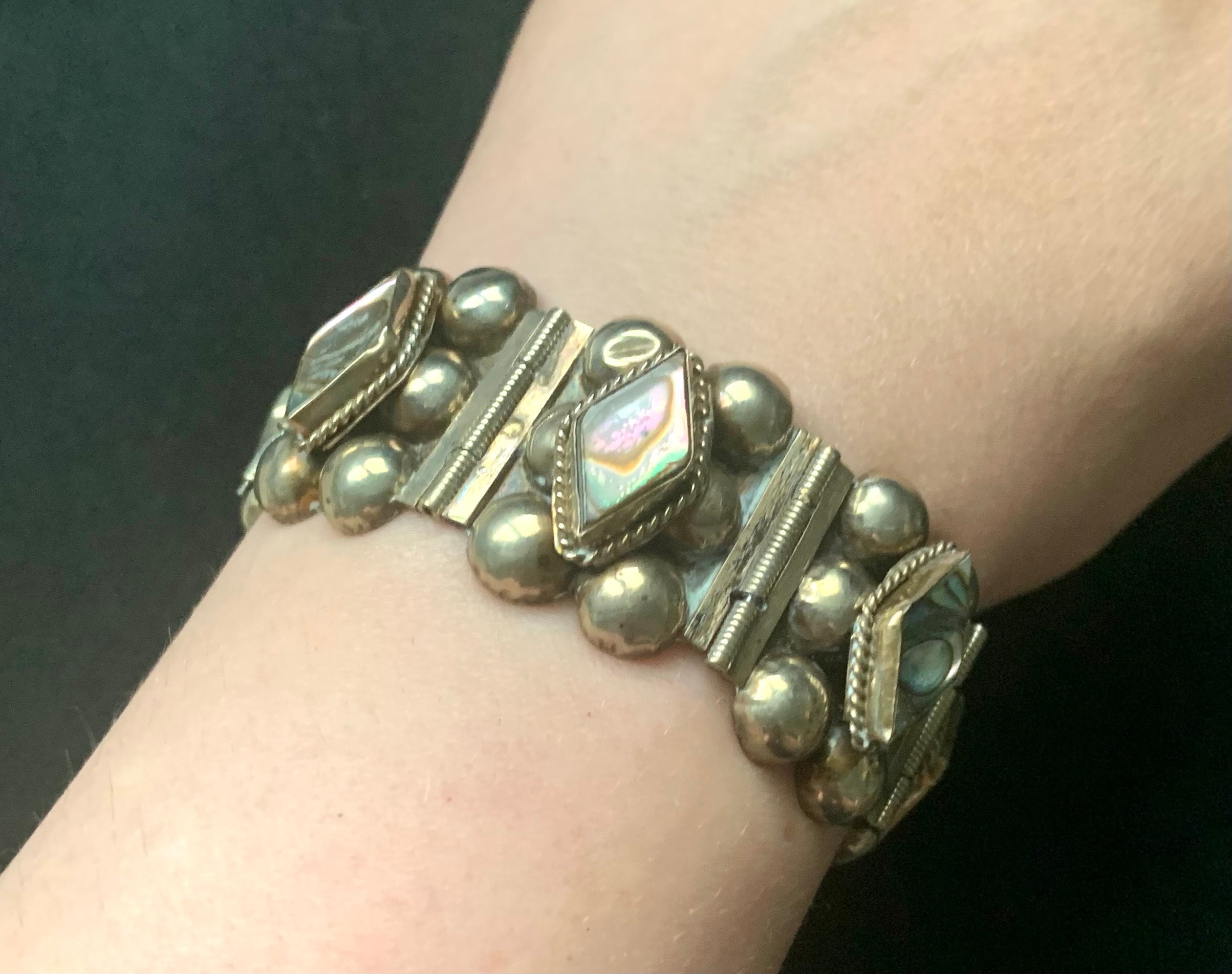 メキシコ製 VINTAGE アバロニ Abalone ブレスレット 925（NAVAJO