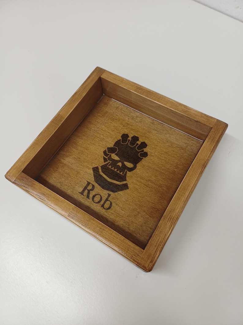 Custom Engraved Wooden Dice Tray - Handmade Wargaming Gift Warhammer 40k and other tabletop games image 10