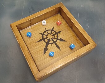 Custom Dice Tray -  Personalised Wooden dice tray, handmade unique, UK, Birthday, games, DnD, 40k, idea, Warhammer gift, wood box, engraved.