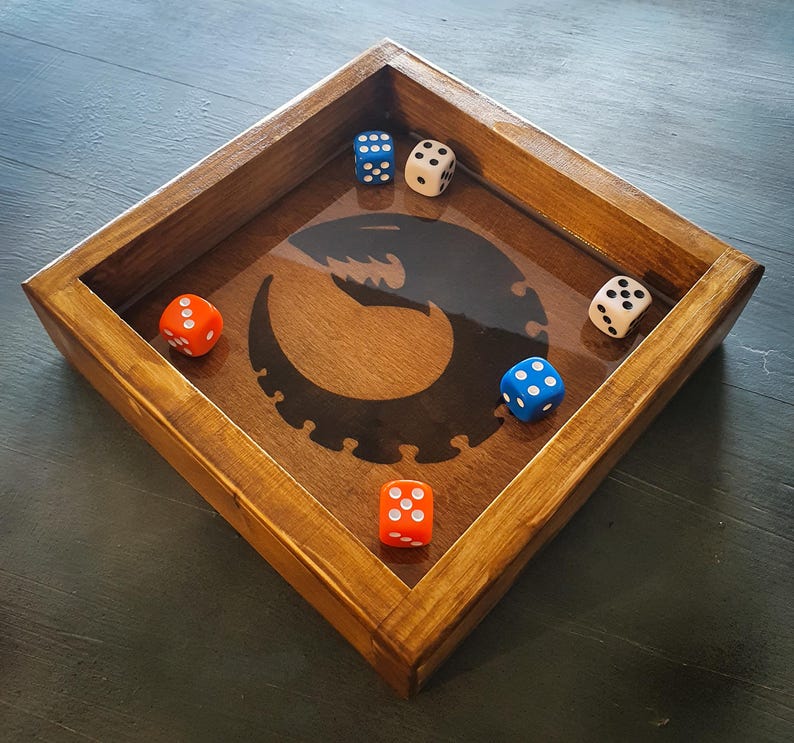 Custom Engraved Wooden Dice Tray - Handmade Wargaming Gift Warhammer 40k and other tabletop games image 5
