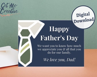 Downloadable Father's Day Card - Men's Tie - Digital/Instant Download