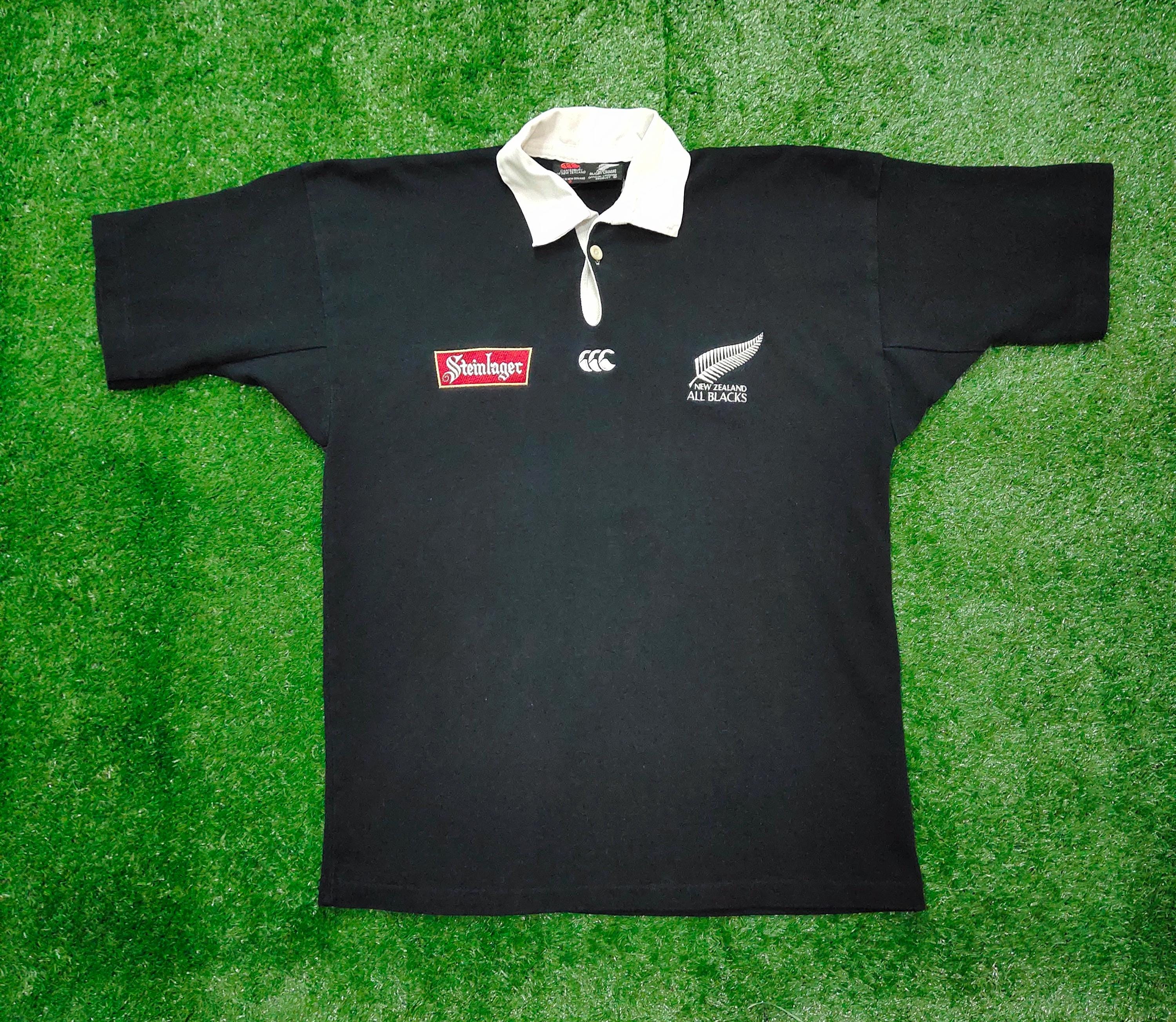 【ALL BLACKS× Steinlager】 ラガーシャツ Vintage 90s Canterbury New Zealand All Blacks Steinlager Rugby