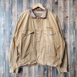 RARE Vintage 90s Distressed Diesel Industry Jeans Jacket Diesel Sweater Diesel Pullover Embroidery Logo Brown Color Men&#39;s XXL