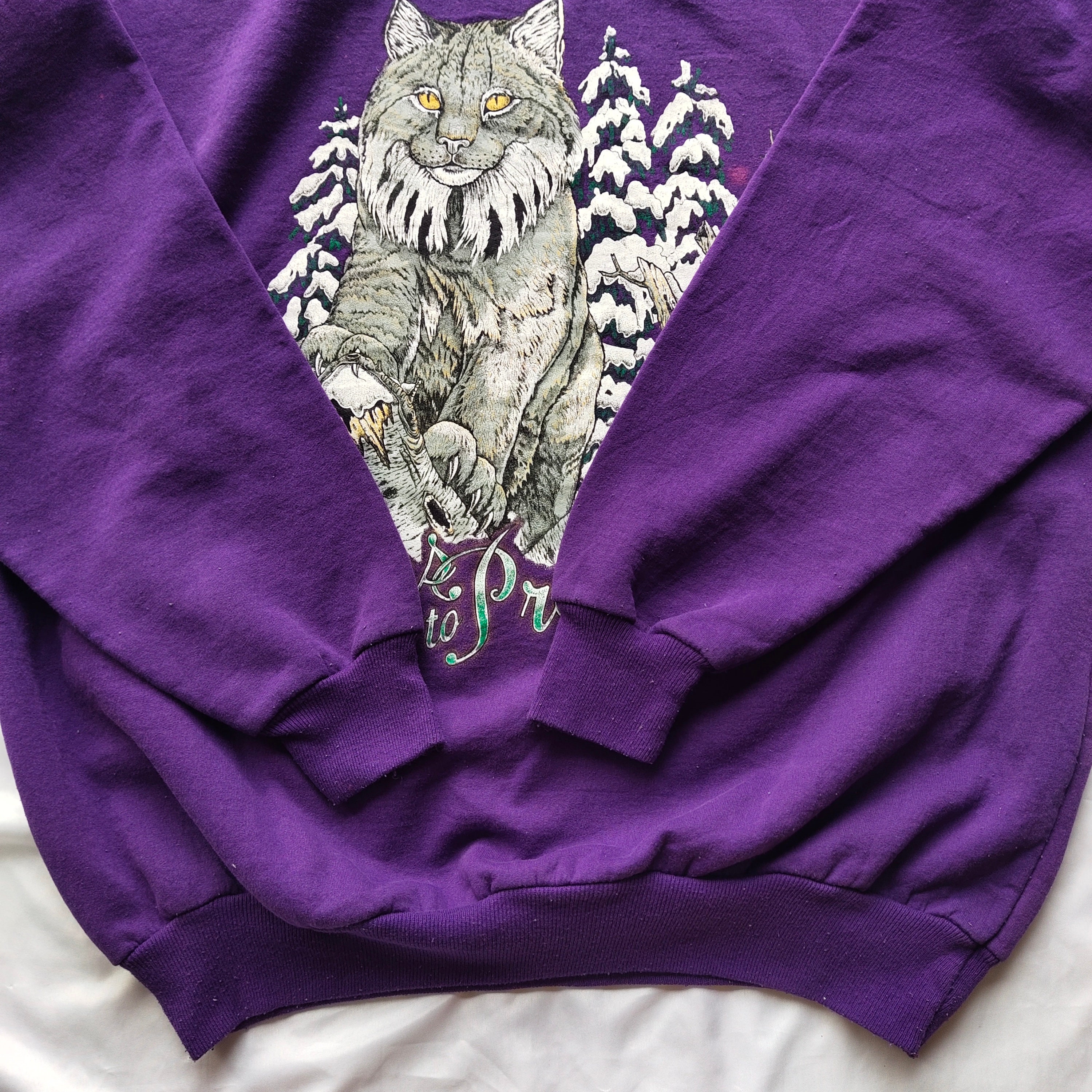 Vintage 90s Distressed Cat Sweatshirt Cat Crewneck Cat