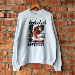Vintage 90s Distressed NCAA Nebraska State Football University Sweatshirt Nebraska Crewneck Nebraska Pullover Printed Logo Grey Color Men XL