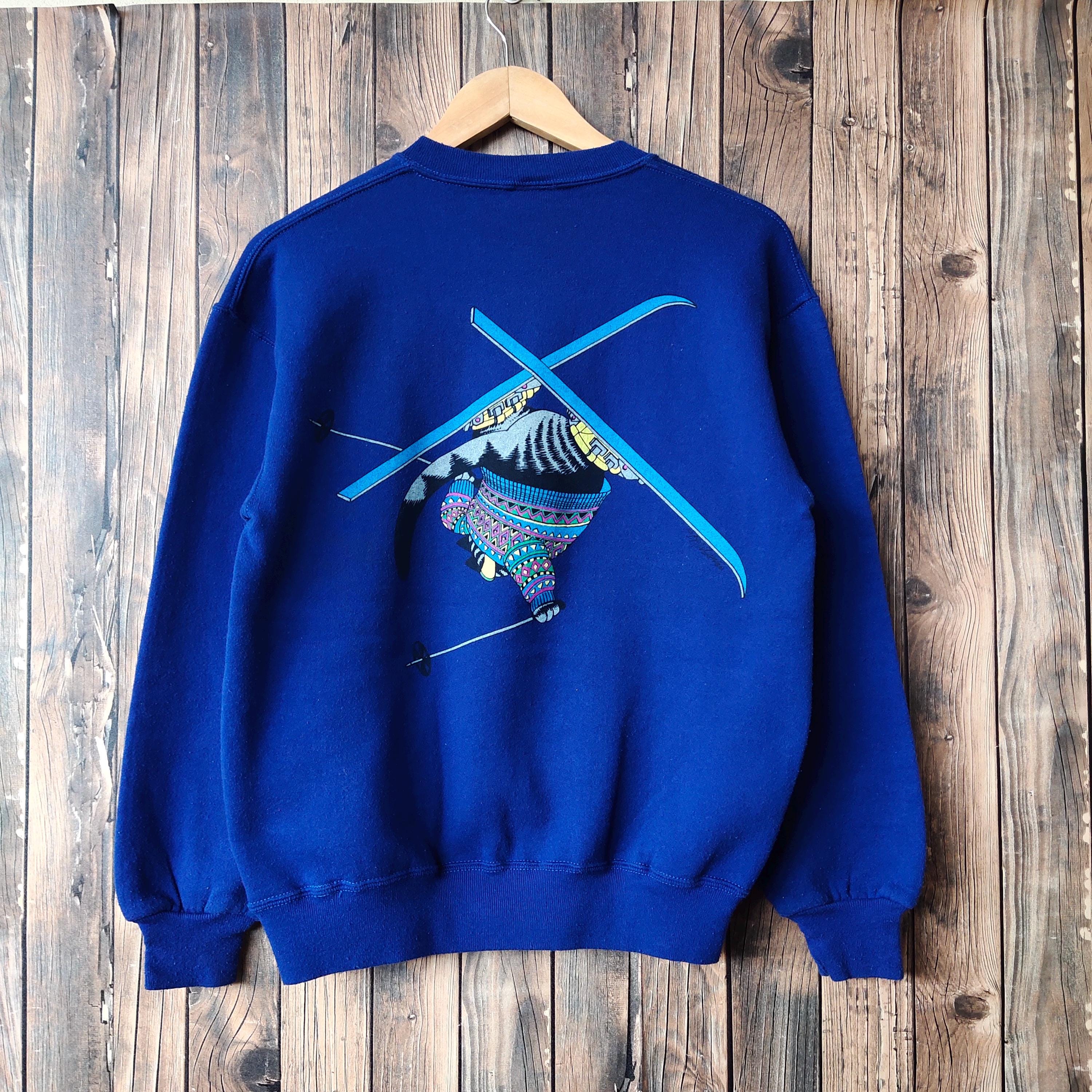 Vintage 90s Cat Ski by Crazy Shirt Sweatshirt Cat Crewneck Cat