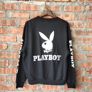 Vintage 90s Playboy Sweatshirt Playboy Crewneck Playboy Pullover Playboy Jumper Playboy Sweater Embroidery Logo Black Color Mens Fit M Etsy Canada