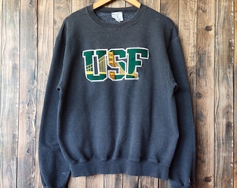 Vintage Distressed University of South Florida by Champion Sweatshirt USF Crewneck USF Pullover USF Sweater Embroidery Logo Gray Color Men M