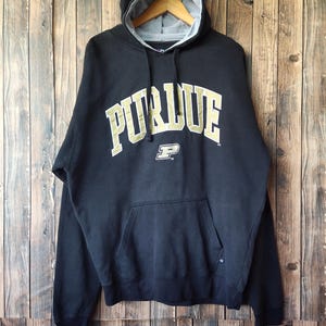 Vintage Distressed Purdue Kesselmacher Fußball Hoodie Purdue Sweatshirt Purdue Pullover Purdue Sweater Stickerei Logo Schwarz Farbe Herren XL