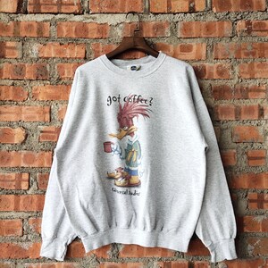Vintage 90s Distressed Woody Woodpecker by Universal Studios Japan Sweatshirt Woody Crewneck Woody Pullover Printed Logo Gray Color Men’s L