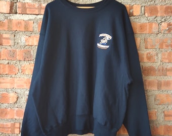 vintage 90s Maguire University par Champion Reverse Weave Sweatshirt Champion Crewneck Broderie Logo Blue Color Men’s Fit XXL
