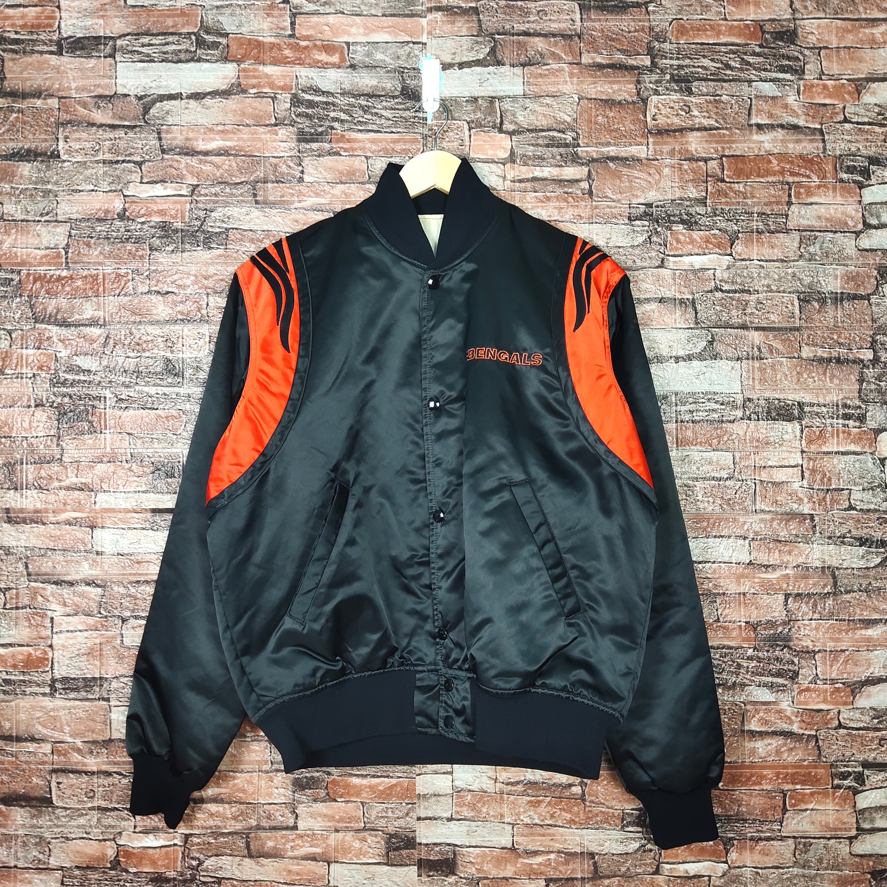 RARE Vintage 80s Cincinnati Bengals Football Satin Jacket by