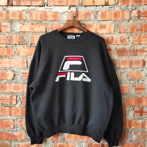 Vintage 90s Fila Grant Hill Basketball Sweatshirt Fila Crewneck Fila Pullover Fila Jumper Fila Sweater Embroidery Logo Black Color Men’s L
