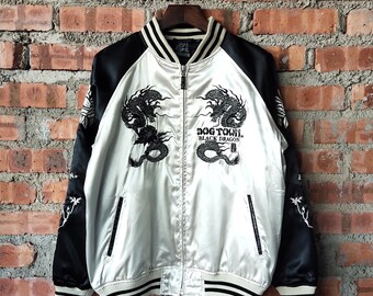 RARE Vintage 90s Dog Town Black Dragon Sukajan Jacket Dog