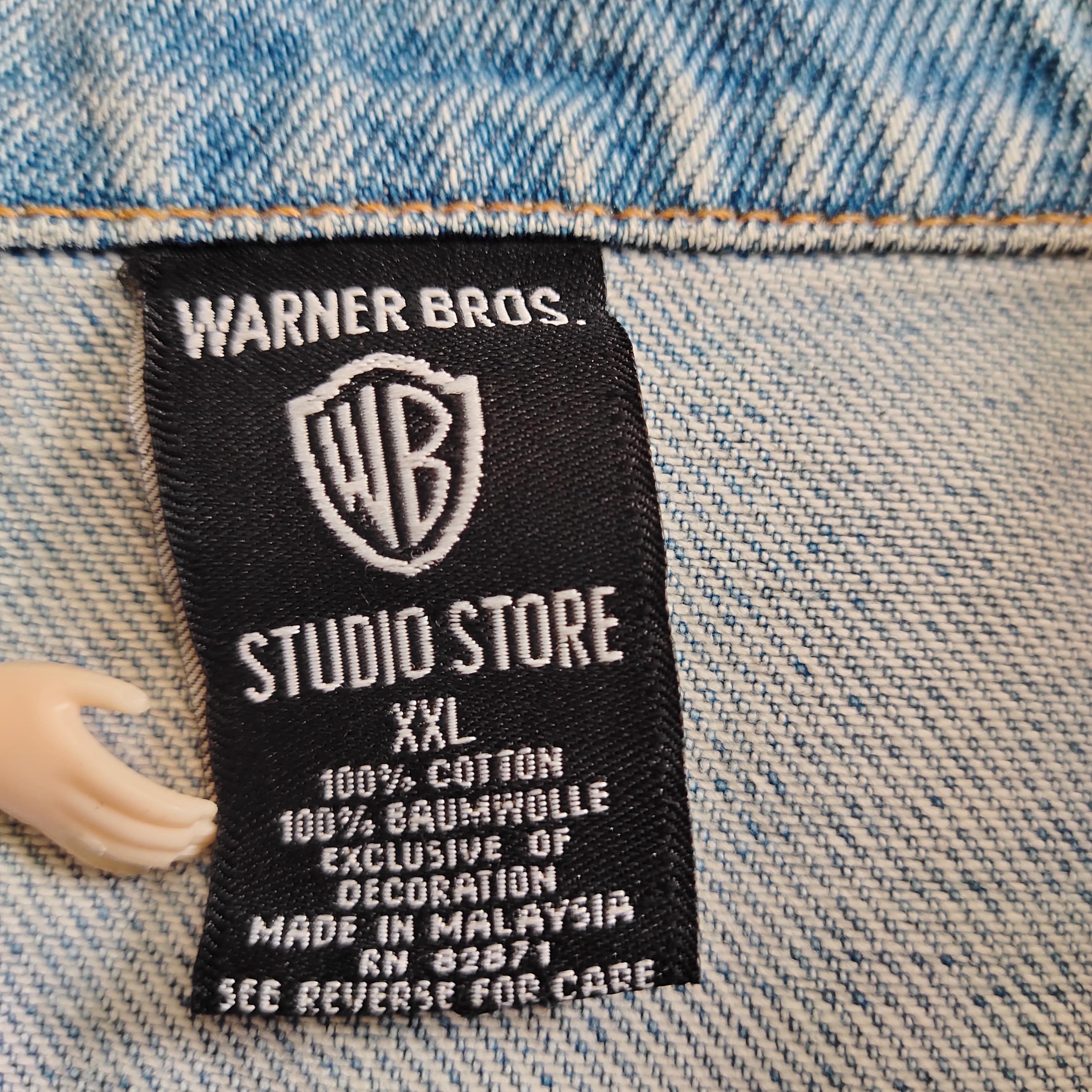 Vintage 90s Distressed Warner Bros Denim Jeans Jacket Warner Bros