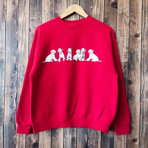 Vintage 90s 102 Dalmatians Dog Disney Sweatshirt 102 Dog Crewneck 102 Dog Pullover 102 Dog Sweater Printed Logo Red Color Men’s S