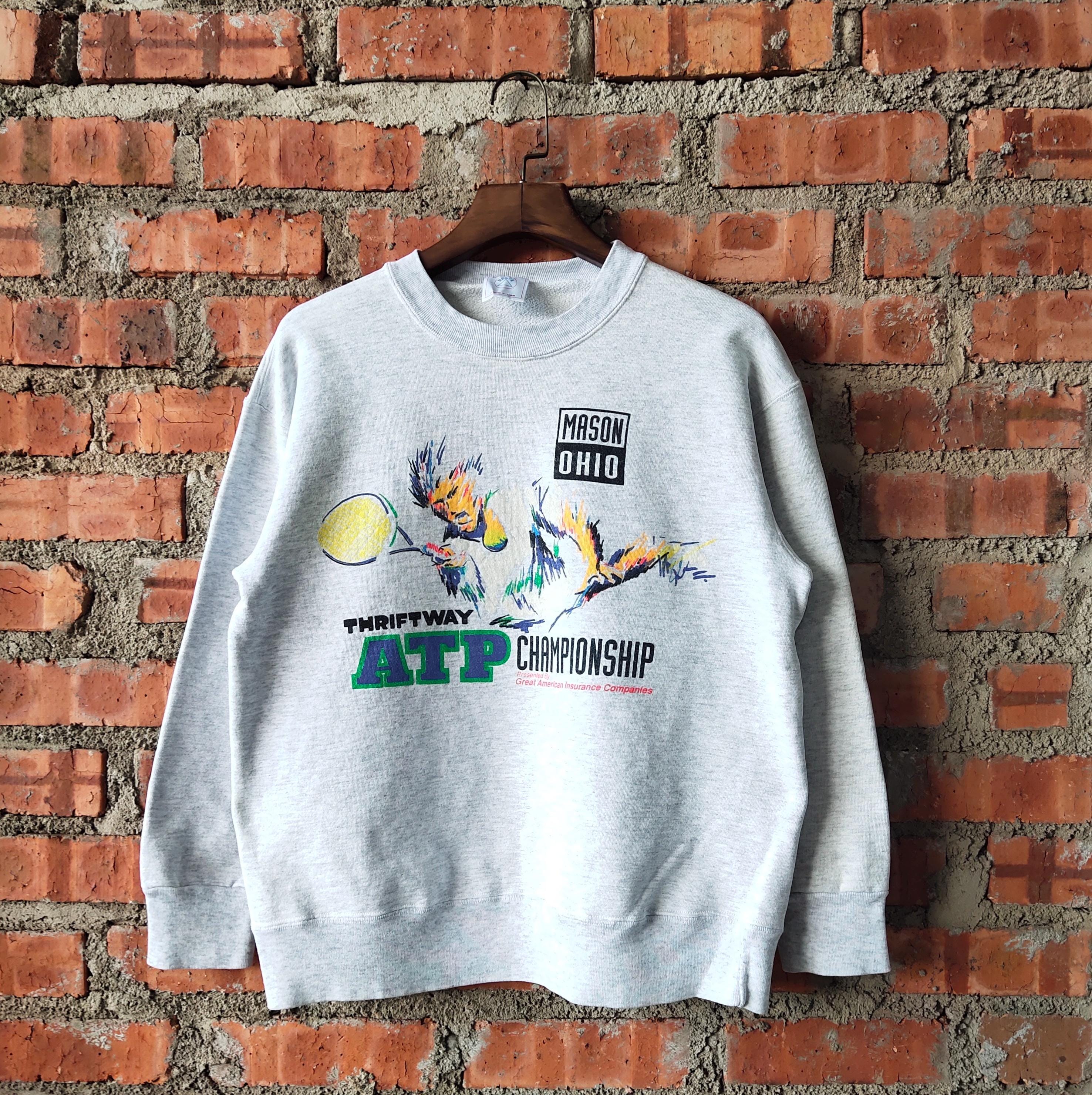 トップス 90supremestreethiphoplevistussychampion Vintage 90s Distressed Thriftway ATP Championship Tennis