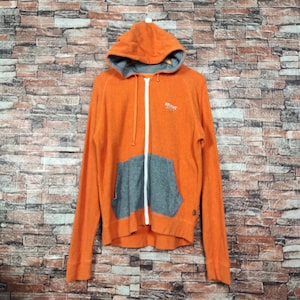 Vintage Stussy Surfing Club Sweatshirt Stussy Hoodie Stussy Fleece Stussy Pullover Stussy Sweater Embroidery Logo Orange Color Men&#39;s M