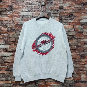 Vintage 90s Distressed University Of New Mexico Sweatshirt New Mexico Crewneck New Mexico Pullover Printed Logo Gray Color Men’s M