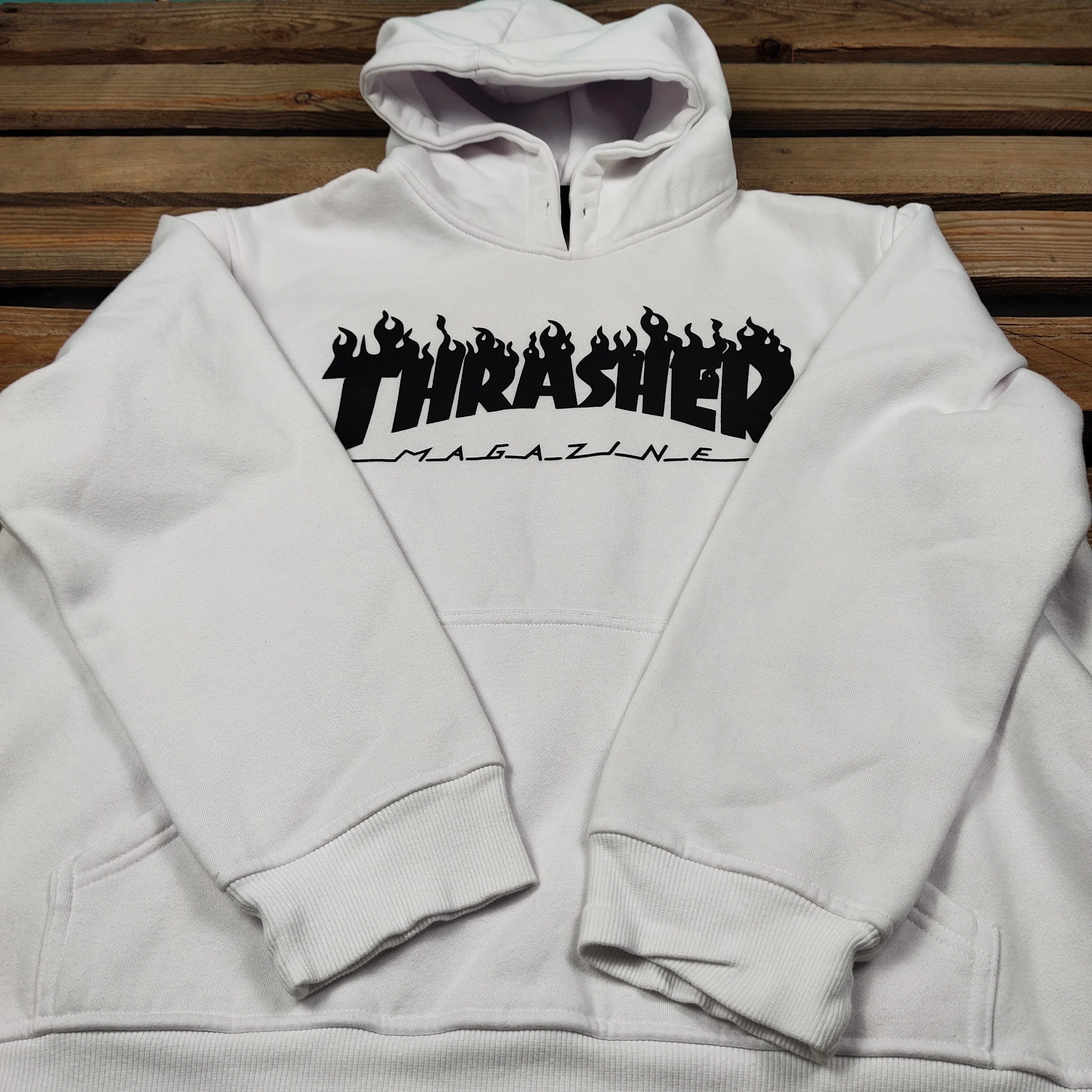 トップス 00's thrasher magazine sweatshirt XL VTG Y2K Thrasher Magazine Hoodie Youth Big Kid Teen XL Black