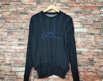 Vintage 90s Distressed Dunhill Sport Sweatshirt Dunhill Crewneck Dunhill Knitwer Dunhill Pullover Sublimation Logo Black Color Men’s M