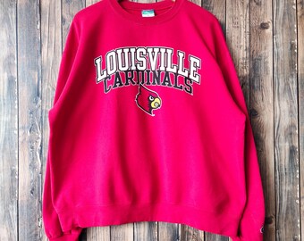 Vintage Louisville Cardinals Football by Champion Sweatshirt Louisville Crewneck Louisville Pullover Printed Logo Red Color Men's Fit L