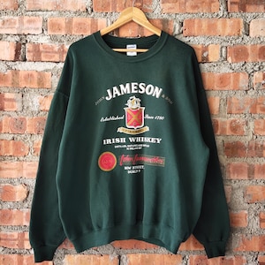 Vintage 90s Distressed Jameson Irish Whiskey Sweatshirt Jameson Crewneck Jameson Pullover Jameson Jumper Printed Logo Green Color Mens XL Etsy