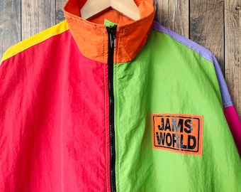 【ヴィンテージ90s】JAMS WORLDナイロンジャケット ハワイ購入 RARE Vintage 90s Jams World Honolulu Hawaii Multicolor