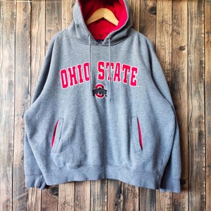 Vintage Ohio State Buckeyes Football Hoodie Ohio State Sweatshirt Ohio State Pullover Embroidery Logo Gray Color Men&#39;s Fit L