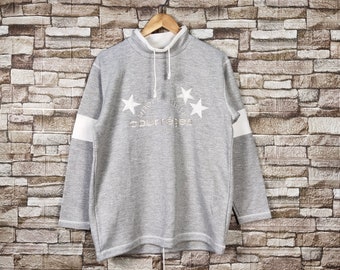 Vintage 90s Courrèges Sudadera Courrèges Crewneck Courrèges Suéter Courrèges Jersey Bordado Logotipo Gris Color Hombre M