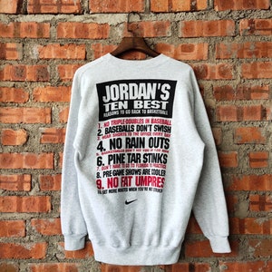 Vintage 90s Nike Air Jordan Sweatshirt Air Jordan Crewneck Air Jordan Pullover Air Jordan Sweater Printed Logo Gray Color Men’s L