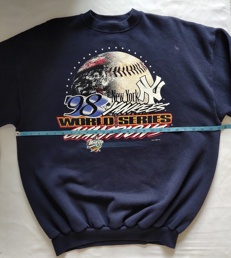 RARE vintage 90s New York Yankees by Logo 7 Sweatshirt Yankees Crewneck Yankees Pullover Yankees Sweater Printed Logo Blue Color Mens XL image 8