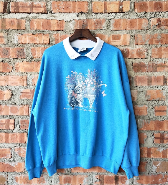 Vintage 90s Cat by Gopher Sport Sweatshirt Cat Cre