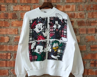 Vintage jaren 90 Goofy familie Disney Sweatshirt Goofy hoodie Goofy ronde hals Goofy trui Goofy trui gedrukt logo witte kleur mannen fit M