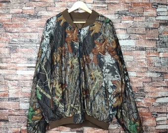 Jaqueta camuflada vintage Mossy Oak, moletom Mossy Oak, suéter Mossy Oak, pulôver Mossy Oak, logotipo impresso, marrom, verde, masculino, tamanho XXG