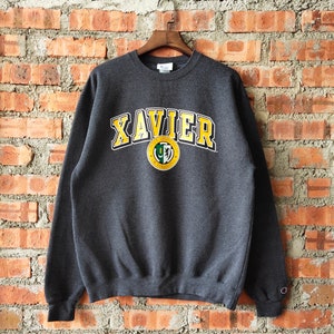 Vintage NCAA Xavier University Musketeers by Champion Sweatshirt Xavier Crewneck Xavier Pullover Printed Logo Gray Color Men&#39;s L