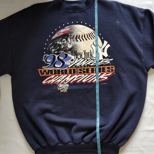 RARE vintage 90s New York Yankees by Logo 7 Sweatshirt Yankees Crewneck Yankees Pullover Yankees Sweater Printed Logo Blue Color Mens XL image 9