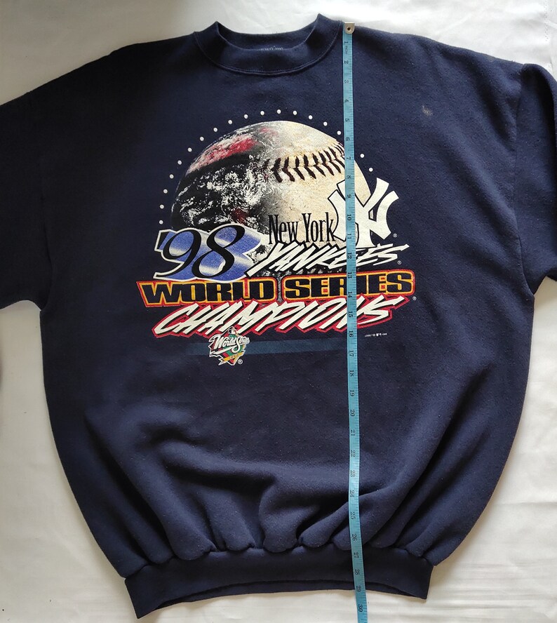 RARE vintage 90s New York Yankees by Logo 7 Sweatshirt Yankees Crewneck Yankees Pullover Yankees Sweater Printed Logo Blue Color Mens XL image 9