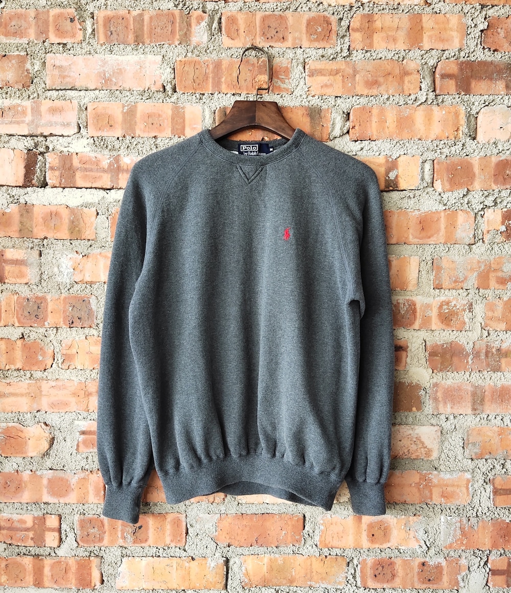 Vintage 90S Polo Ralph Lauren Sweatshirt Polo Crewneck Polo Pullover Polo Jumper Polo Sweater Embroidery Logo Gray Color Men’S M Aurateestyle