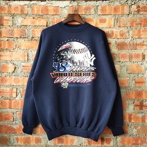 RARE vintage 90s New York Yankees by Logo 7 Sweatshirt Yankees Crewneck Yankees Pullover Yankees Sweater Printed Logo Blue Color Mens XL image 1