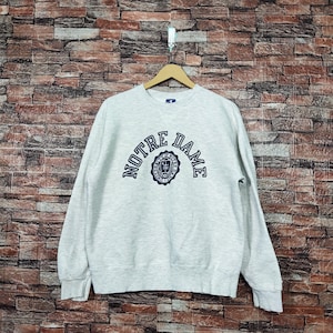 Vintage 80s Distressed University Notre Dame by Champion Sweatshirt Notre Dame Crewneck Printed Logo Gray Color Men&#39;s Fit M