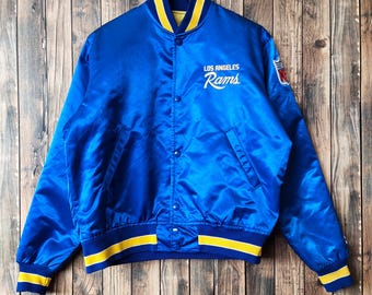 Los Angels RAMS デッドストック ナイロンジャケット RARE Vintage 90s Distressed Los Angeles Rams Football Satin Jacket