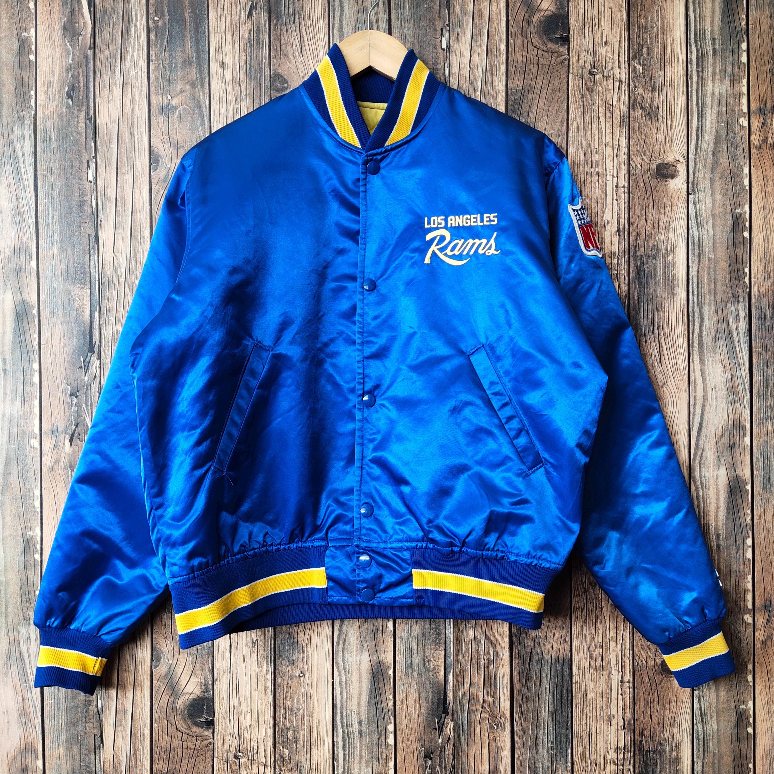 RARE Vintage 90s Distressed Los Angeles Rams Football Satin Jacket